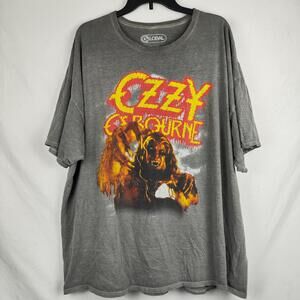Ozzy Osbourne Shirt Mens XL Gray Graphic Werewolf Band Tee Global Rock Music